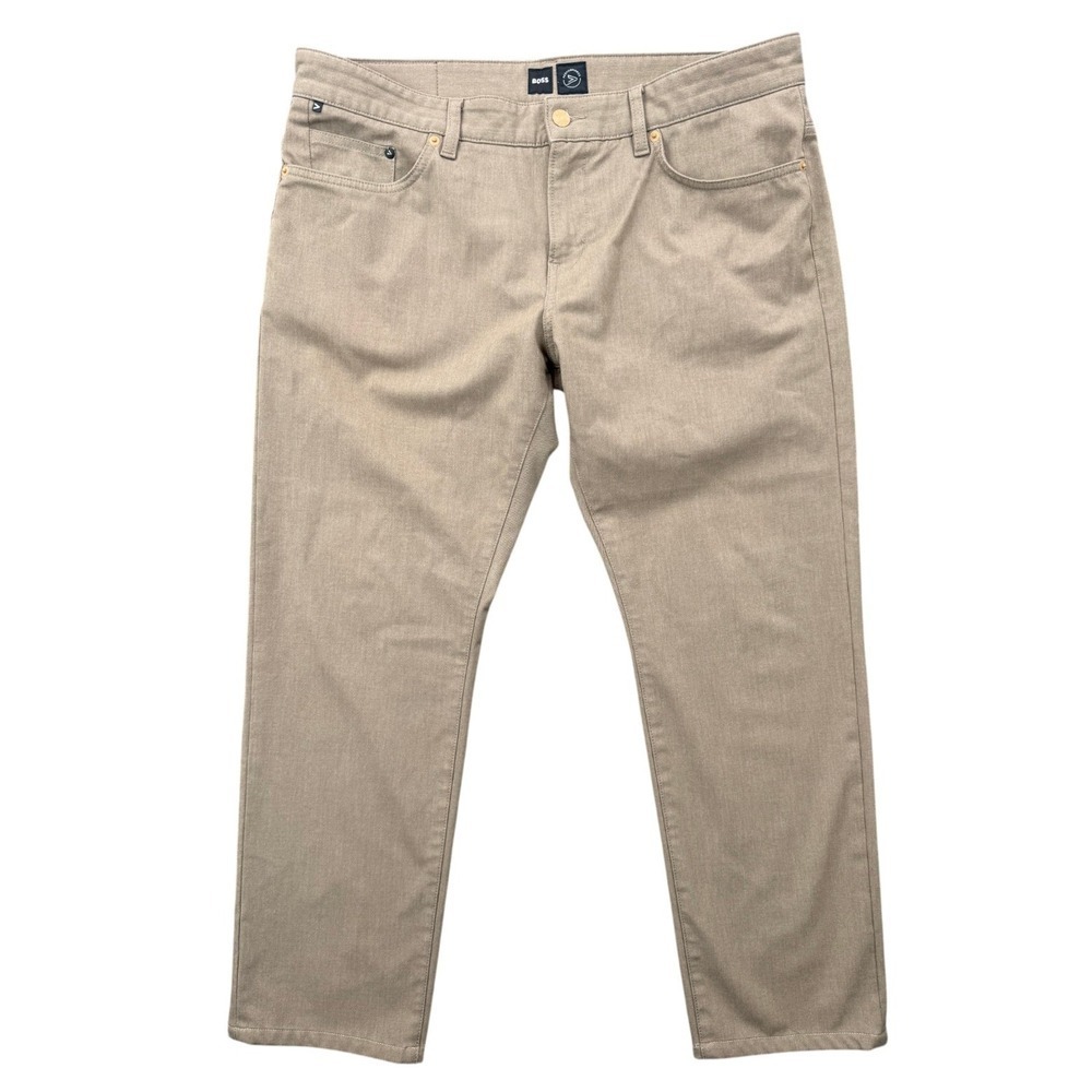 Hugo Boss Delaware Slim Fit Mens 36x32 Tan Khaki Performance Pants Excellent